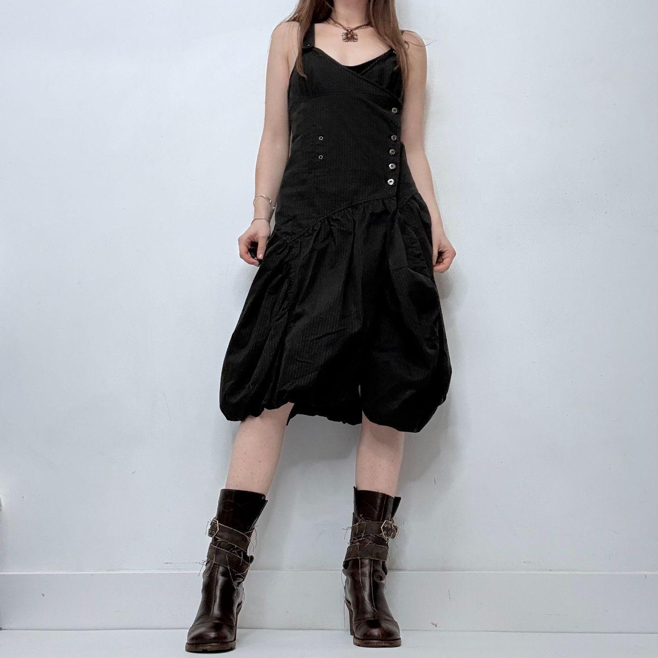 Asymmetric black cargo dress