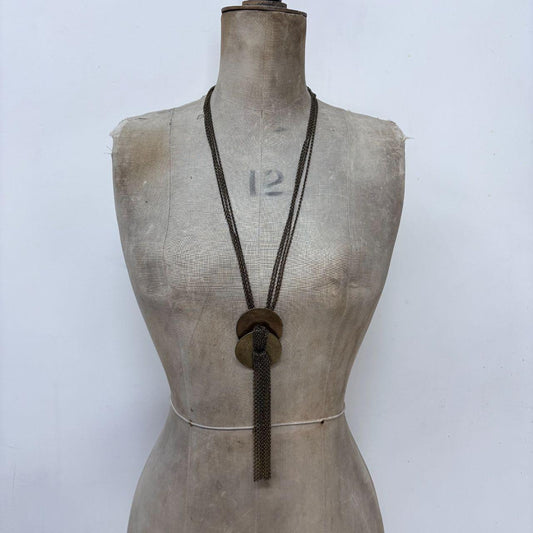 Brass long draped chain necklace