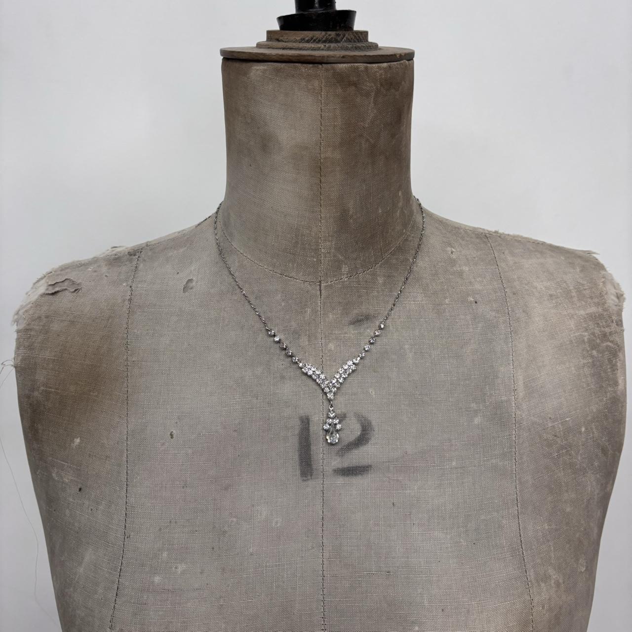 Silver diamond tennis necklace