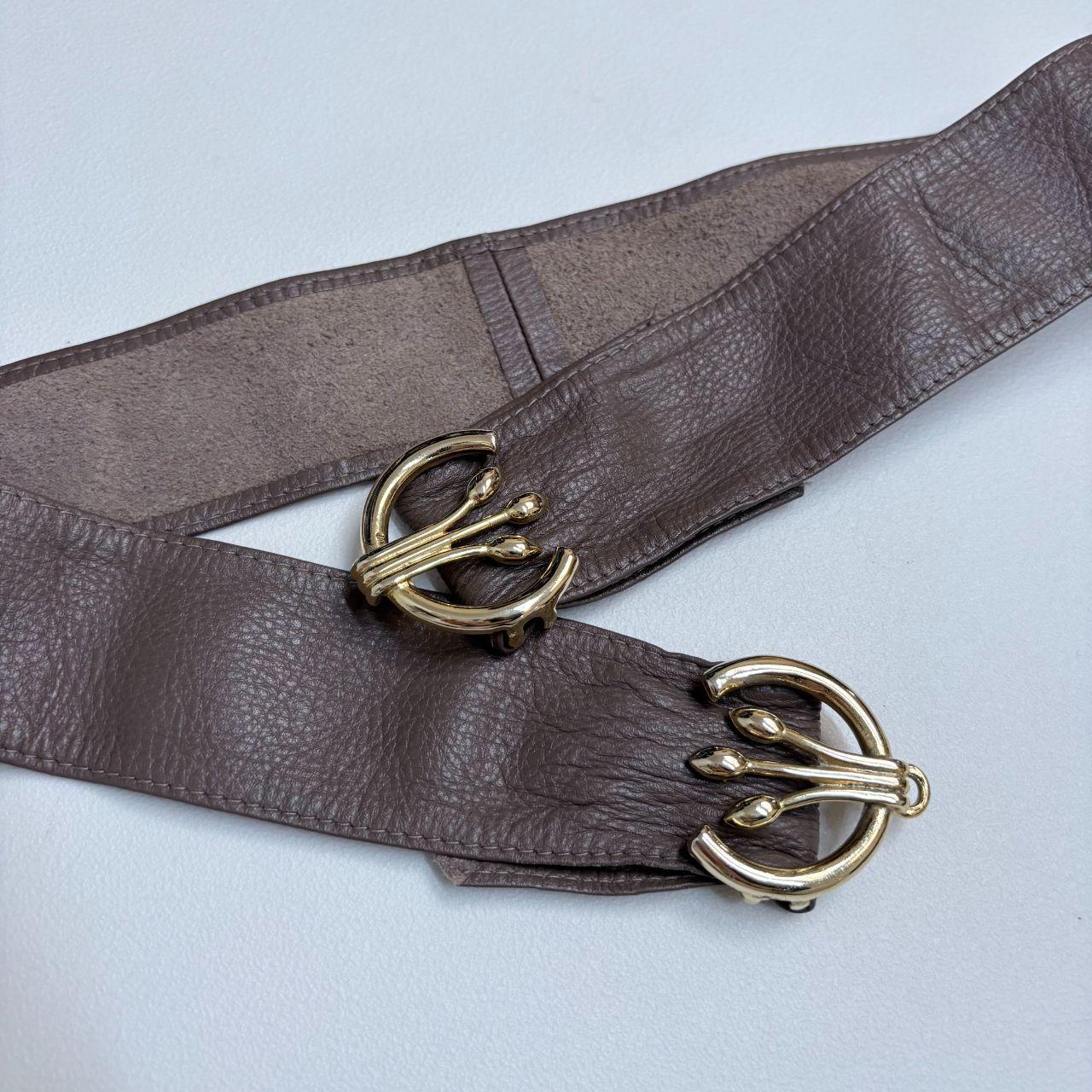 Brown leather buckle belt