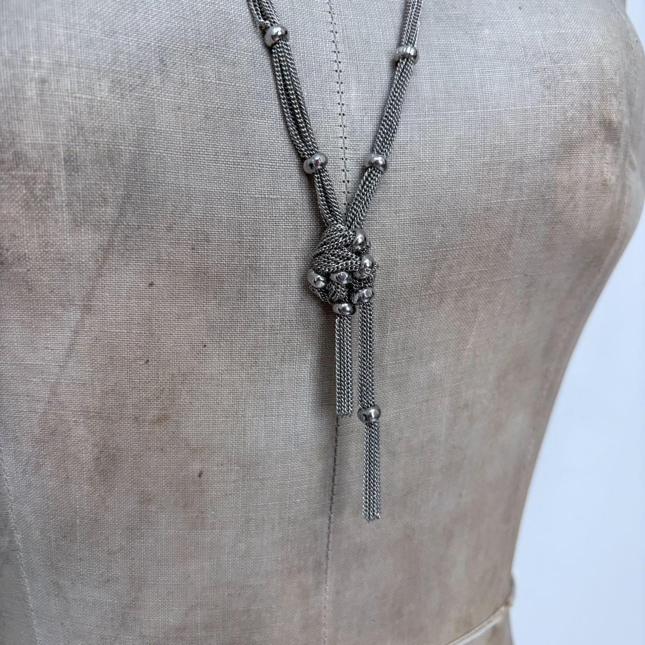 Layered chain ball long necklace