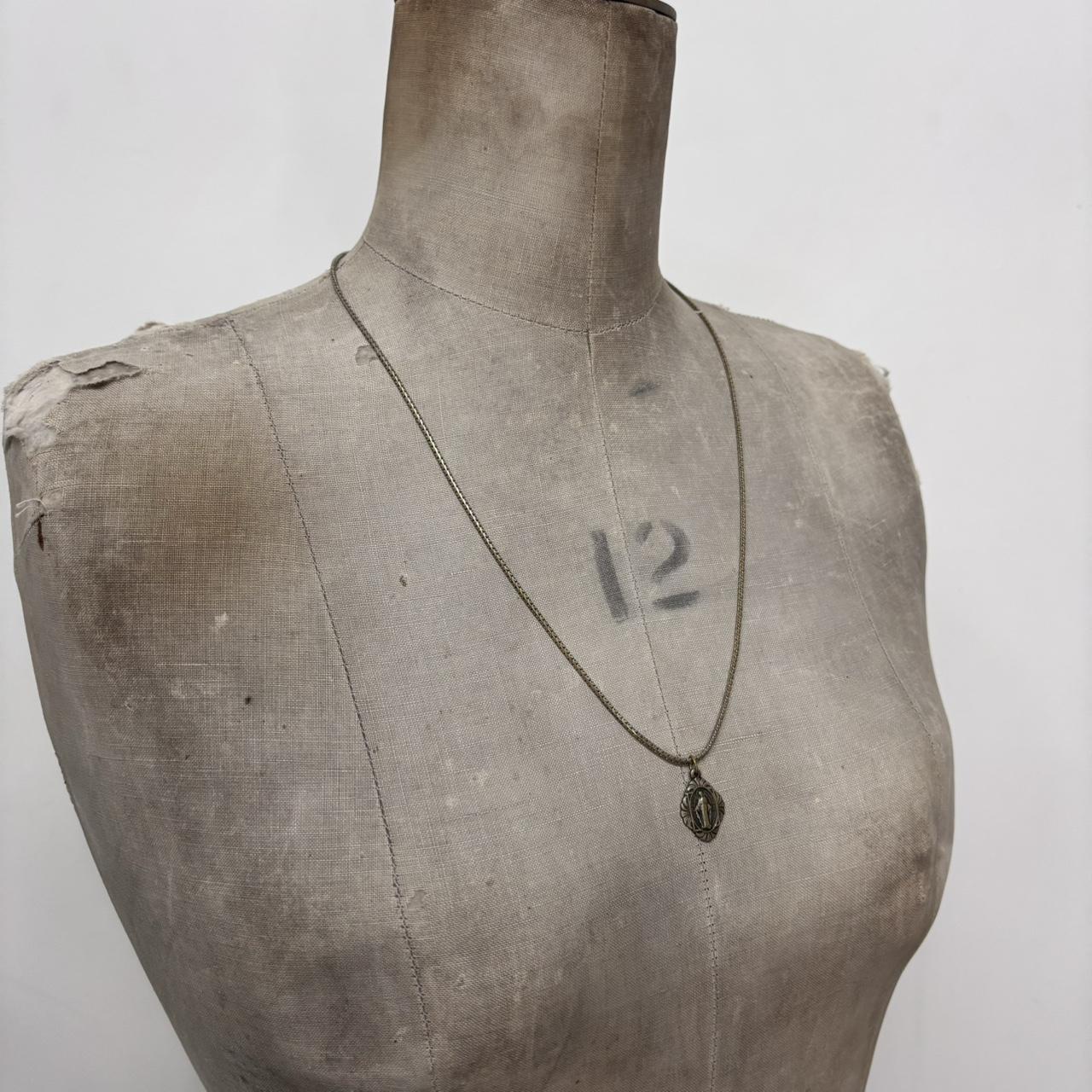 Long silver chain religous necklace