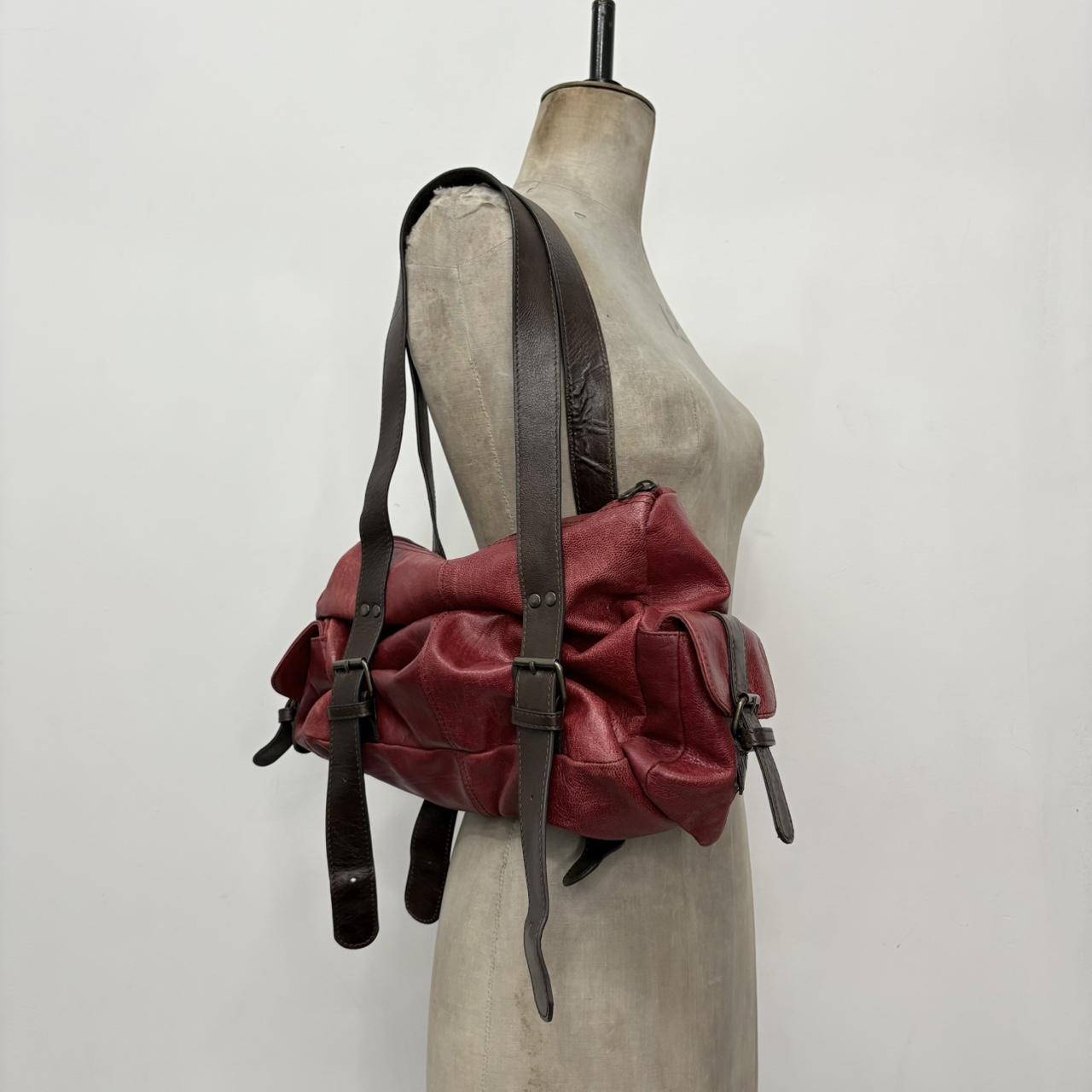 Red leather shoulder bag