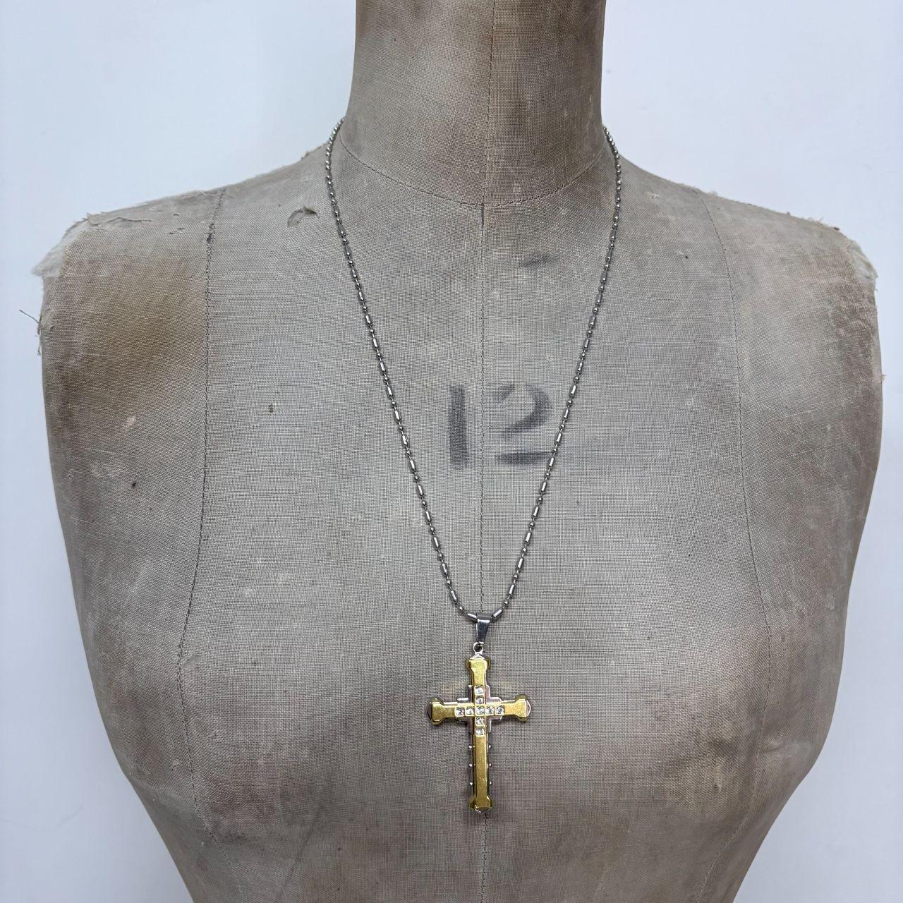 Chunky gold cross chain necklace