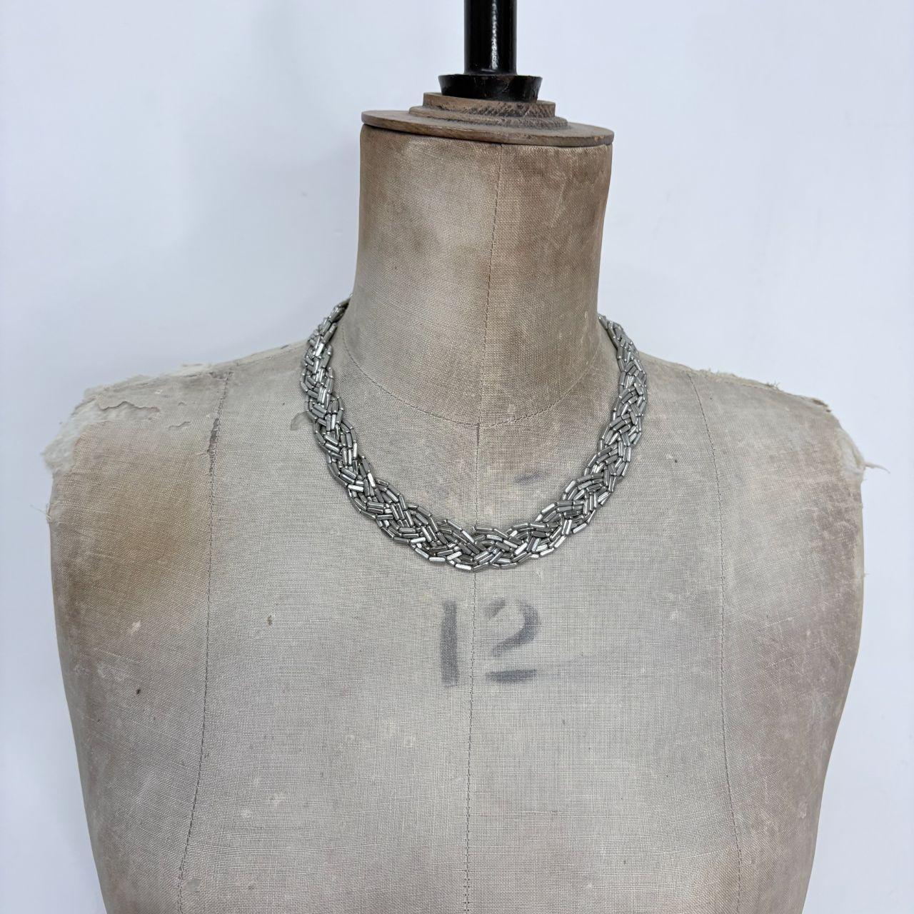 Silver beaded chain necklace