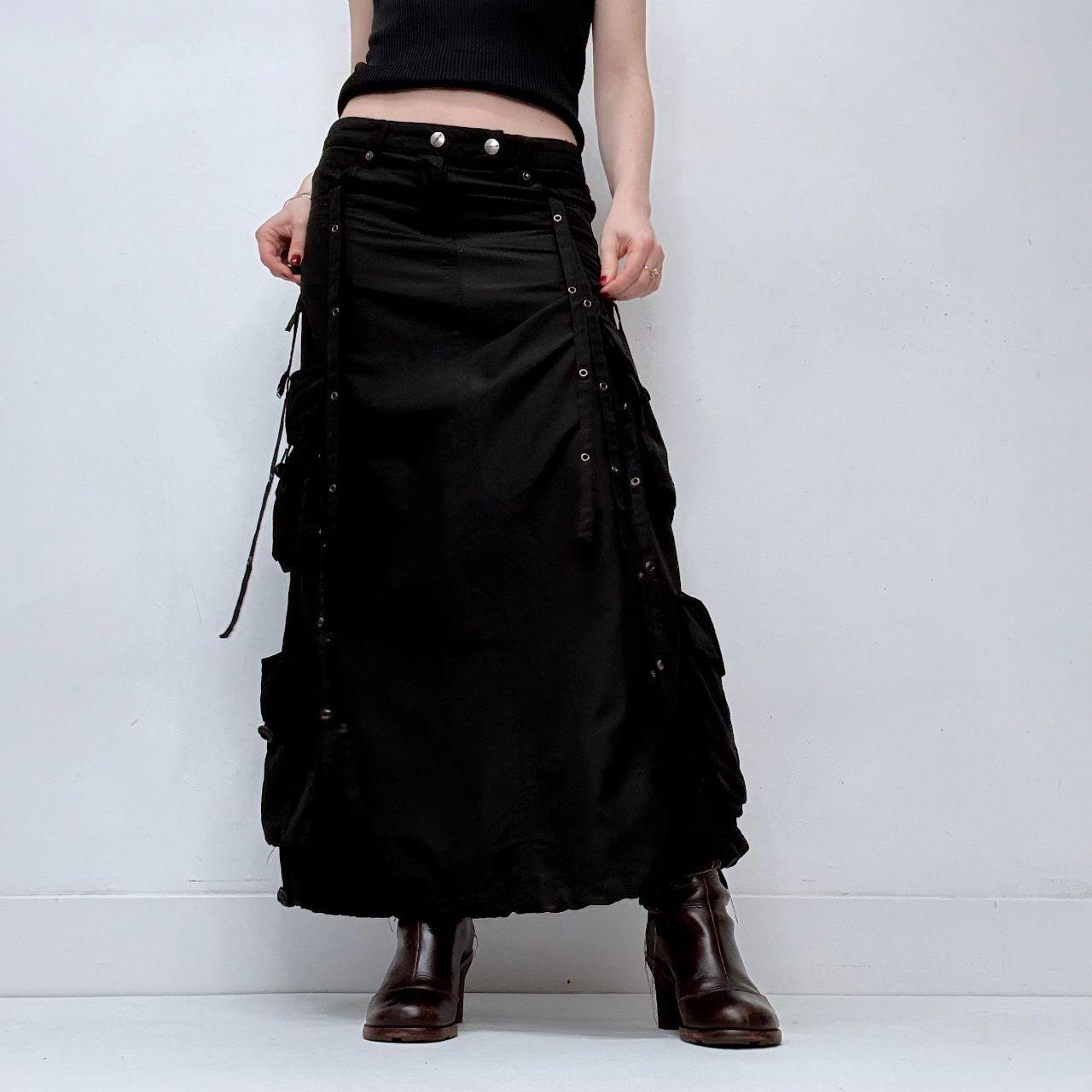Black low rise parachute gothic skirt