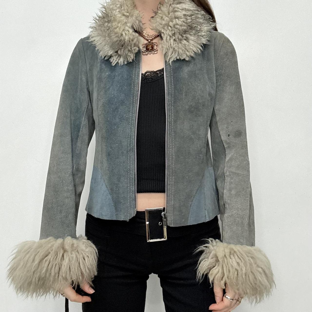 Sheepskin fur suede vintage jacket
