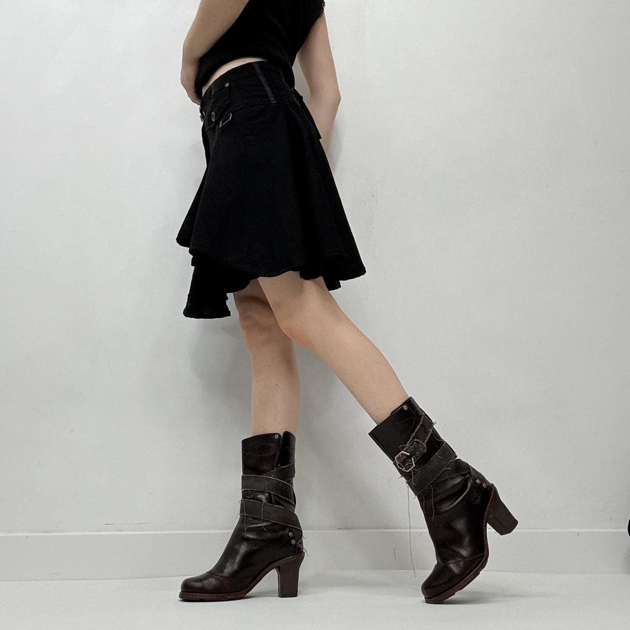 Black gothic grunge flared mini skirt