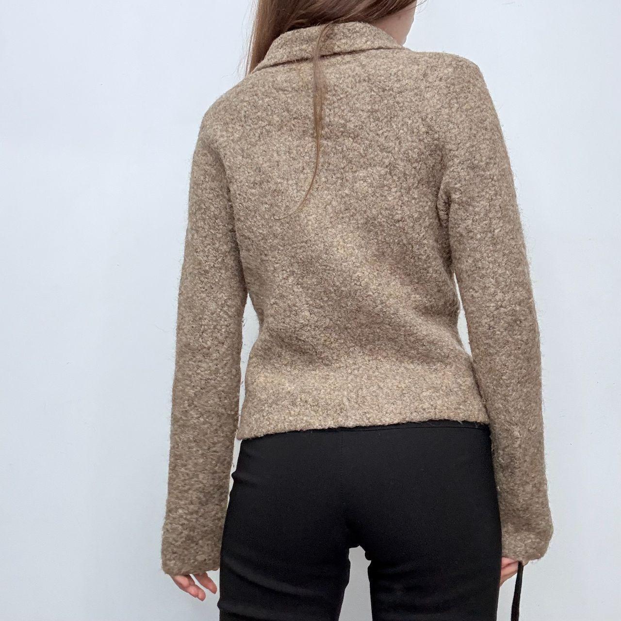 Tan wool asymmetric jacket