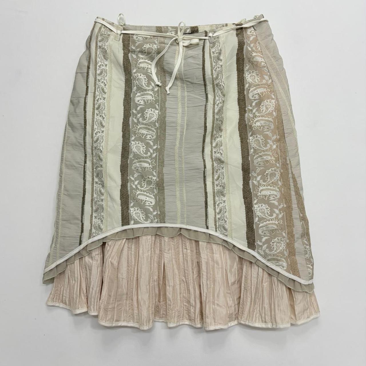 Striped pleated midi skirt