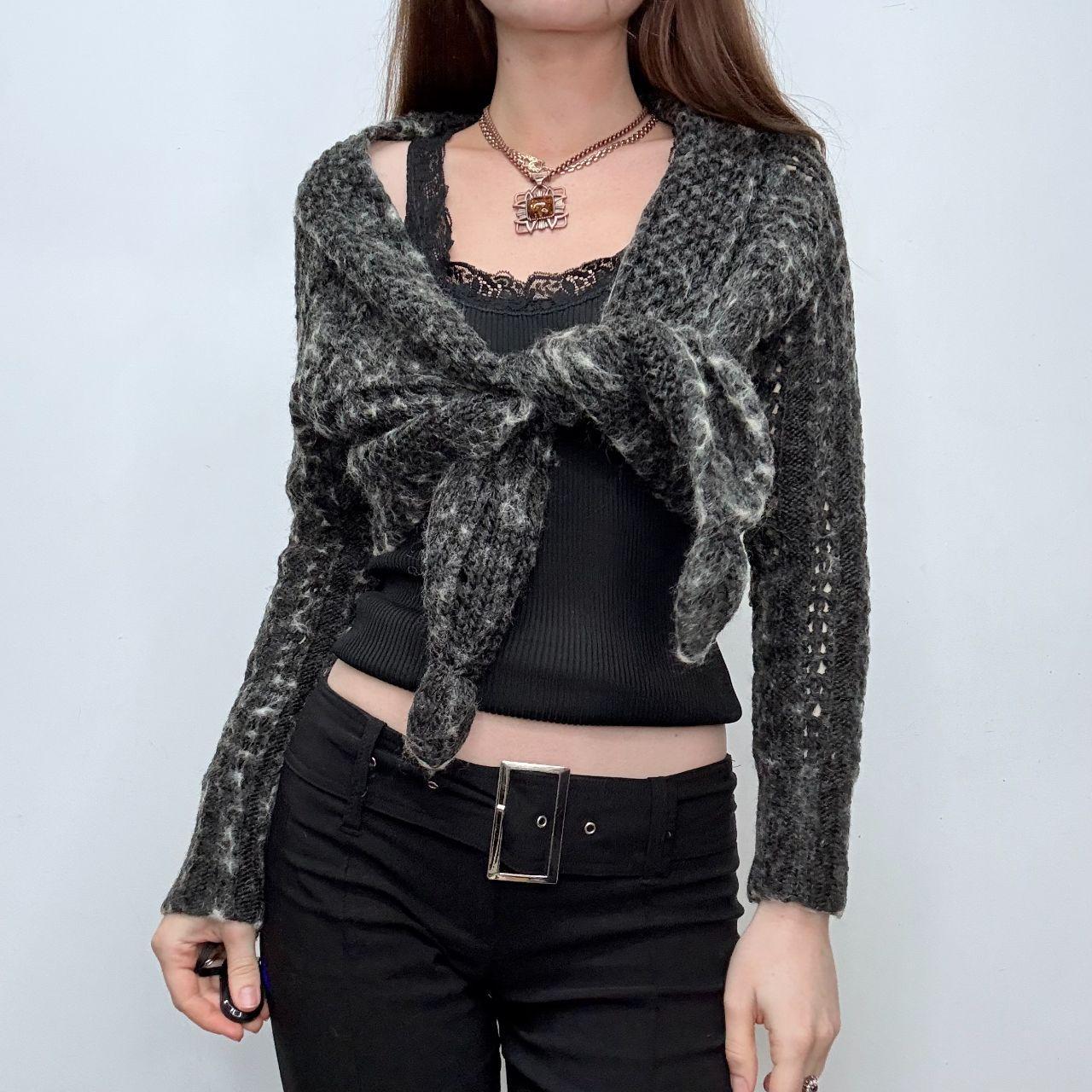 Grey wrap wide neck cardigan