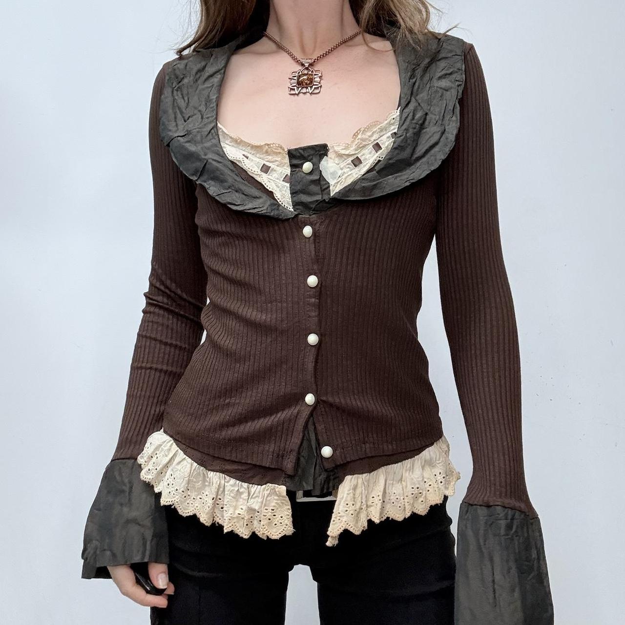 Brown flared grunge regency cardigan