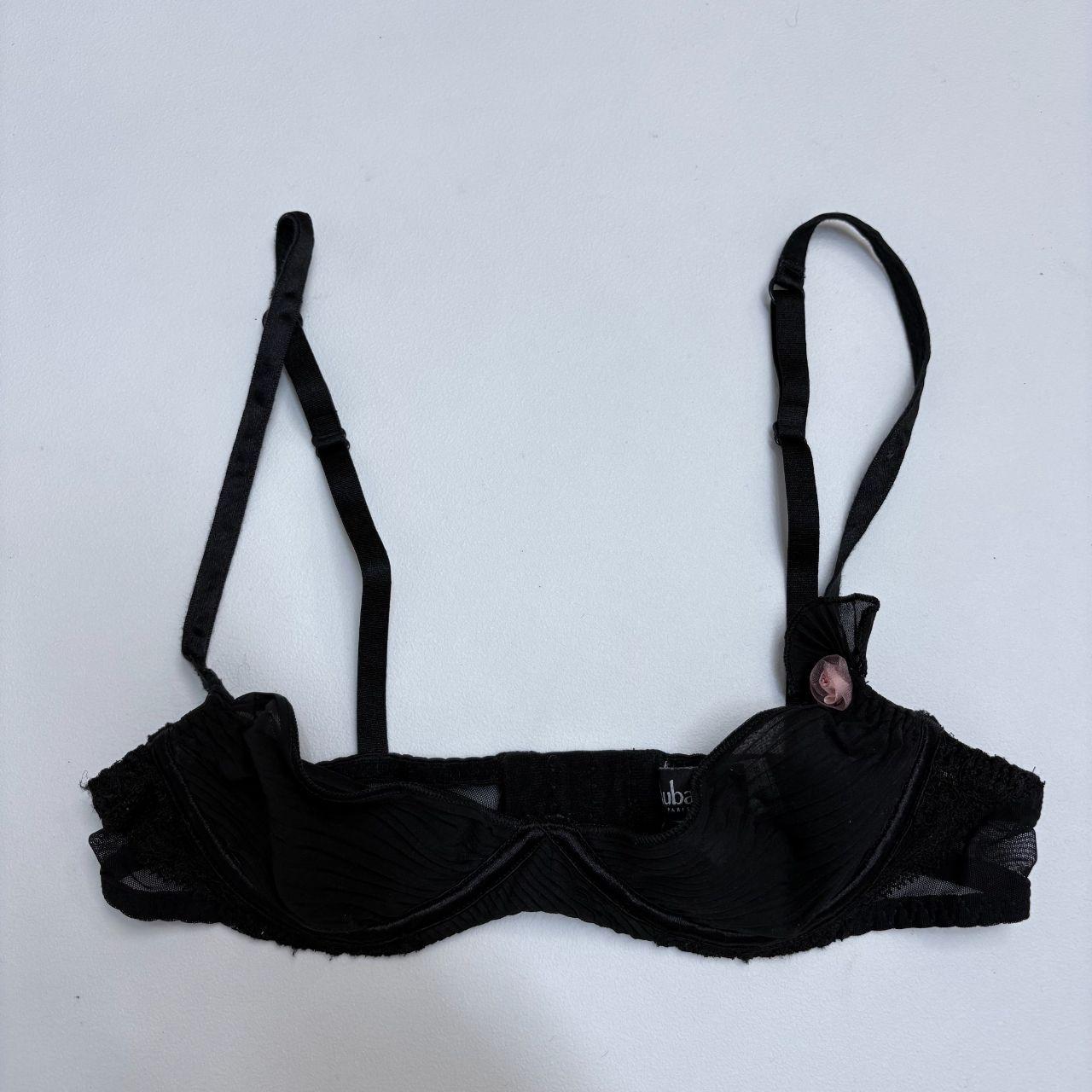 Pleated black sheer french bra