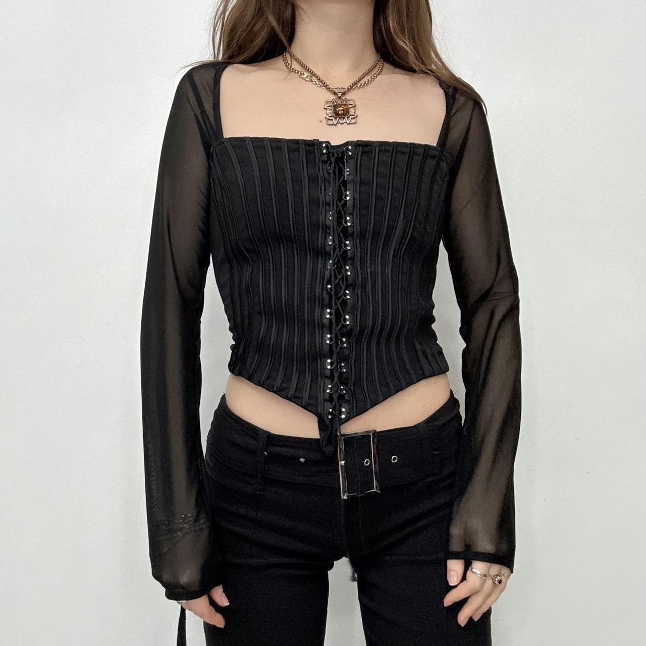 Black structured corset shirt