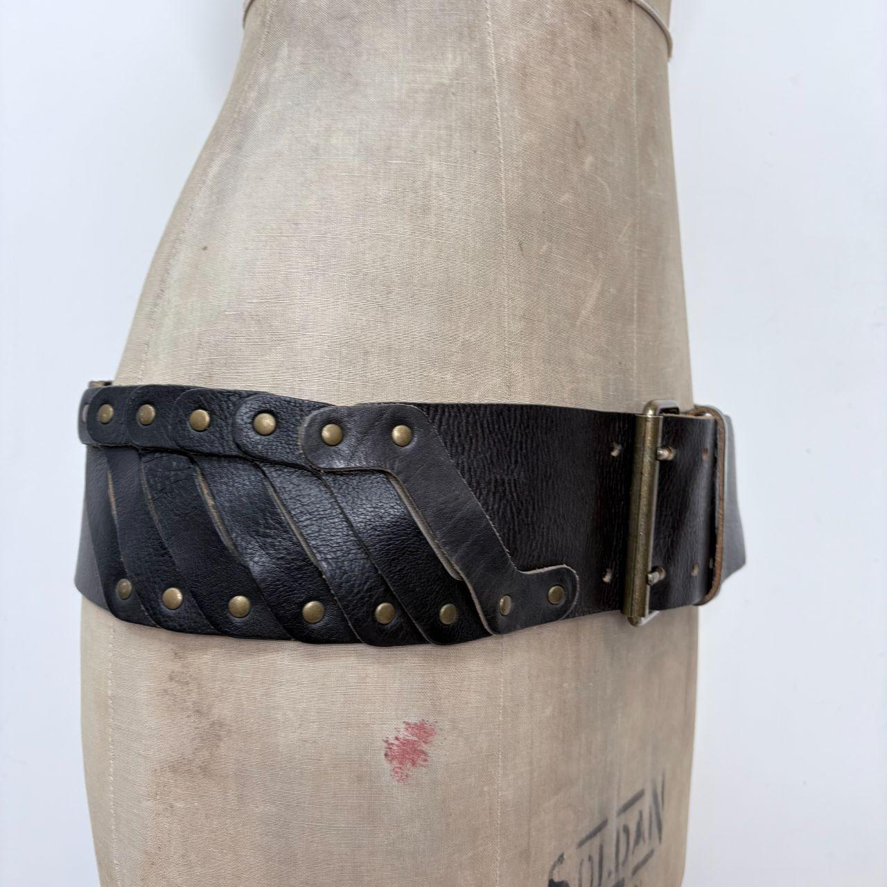 Thick black leather studded belt