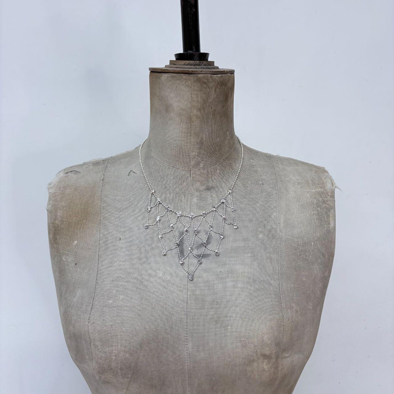 Silver layered tennis necklace