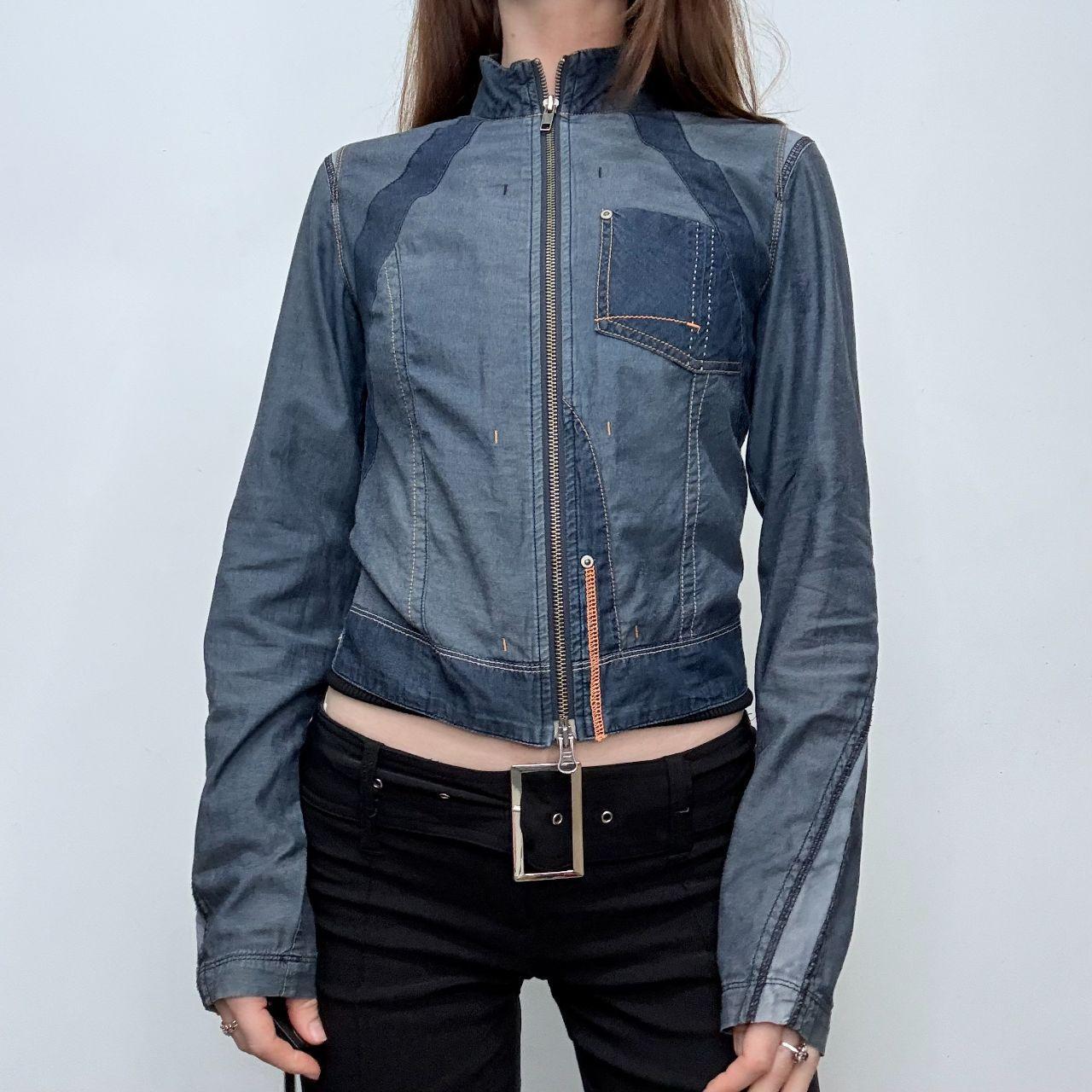 Cropped denim utility jacket