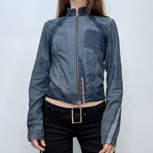 Cropped denim utility jacket