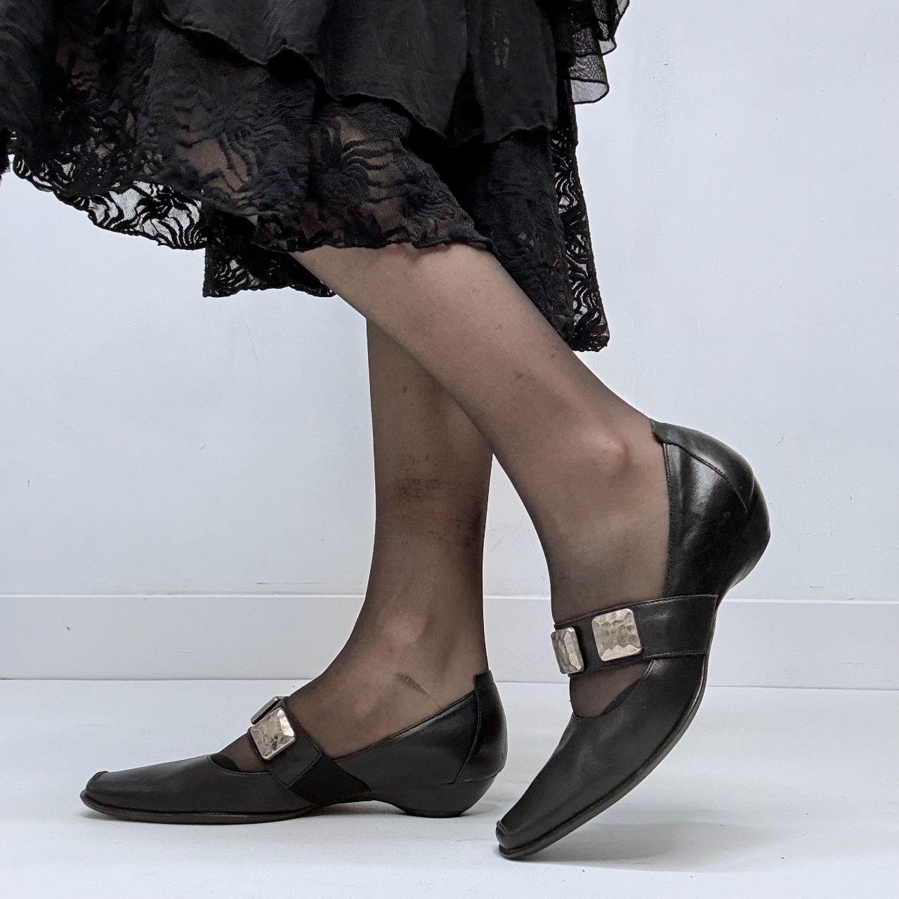 Black pointed studded ballet flats