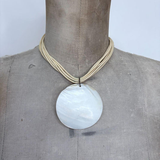 Oversized mother of pearl shell necklace