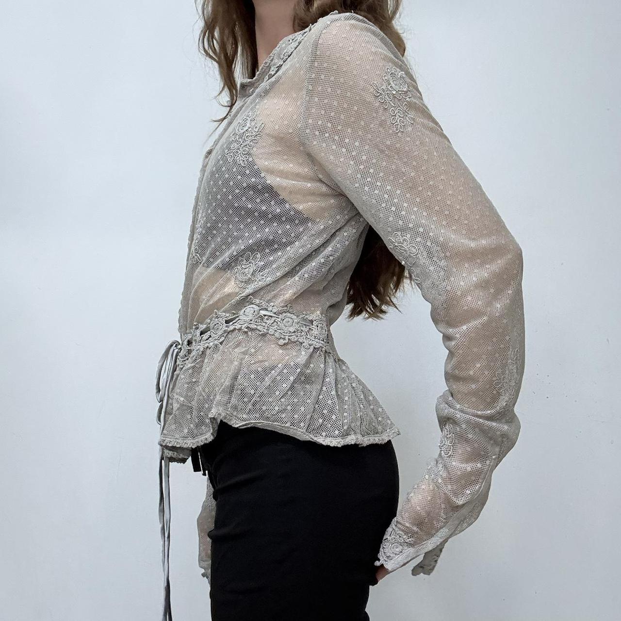 Sheer lace flared shirt