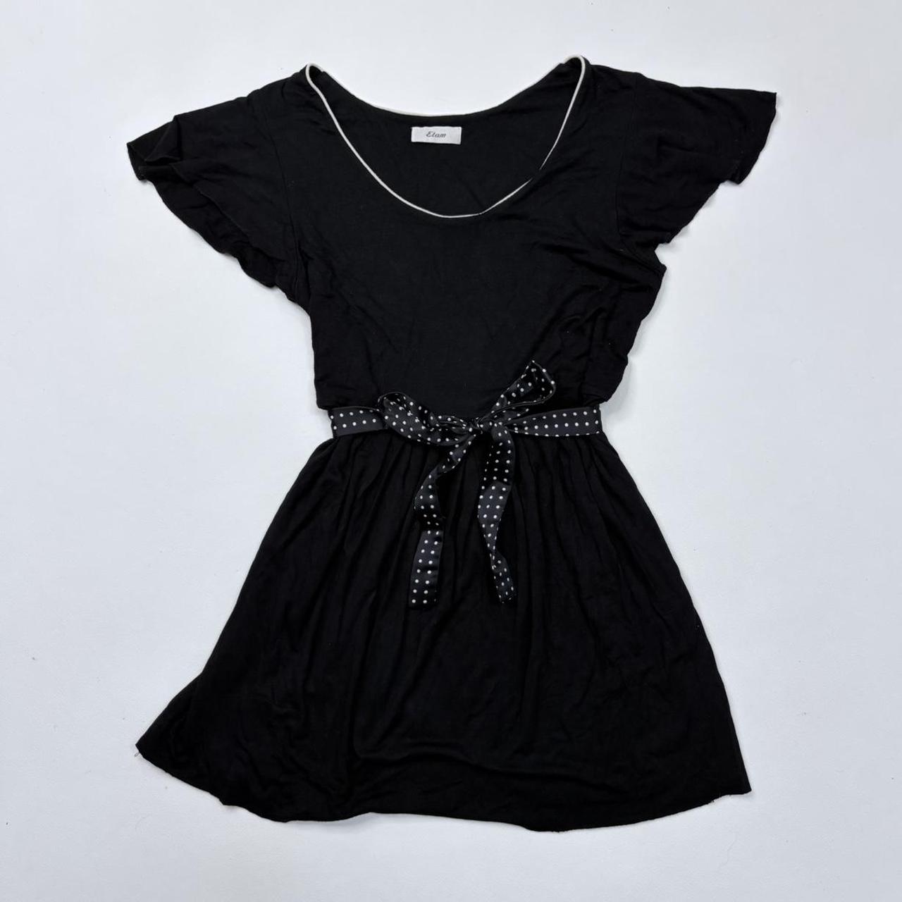 Black flared polkadot mini dress