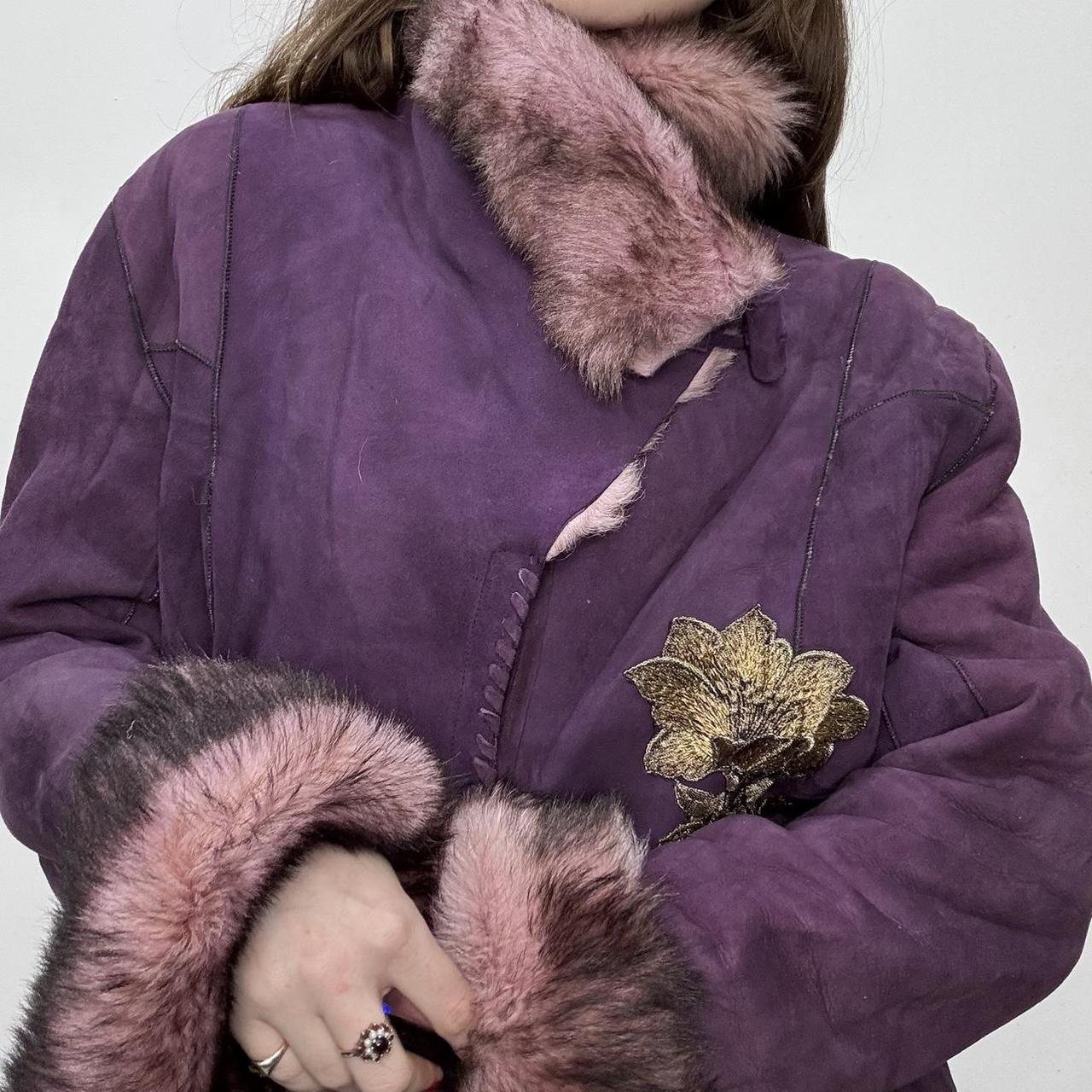 Suede embroidered fur boho jacket