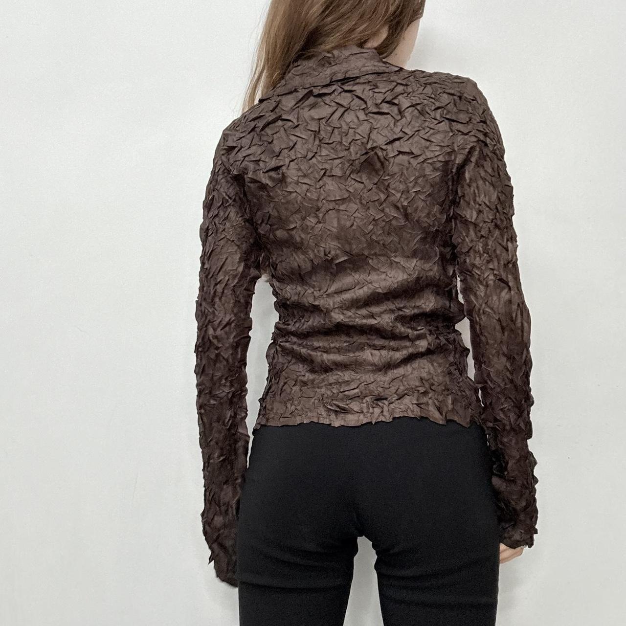 Brown textured crinkle shirt