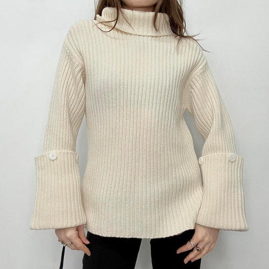 Cream chunky knit flared jumper