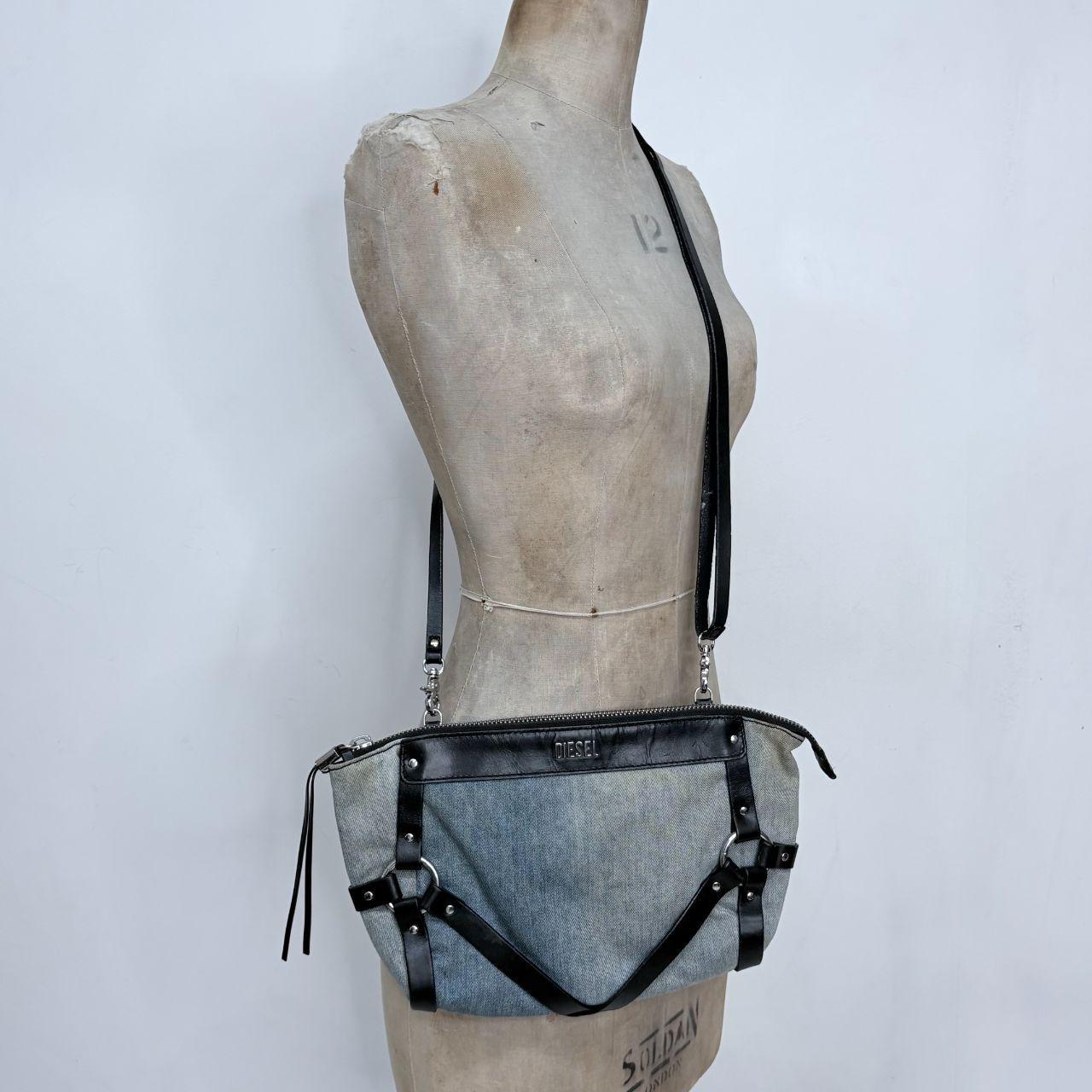 Denim Diesel black studded harness bag