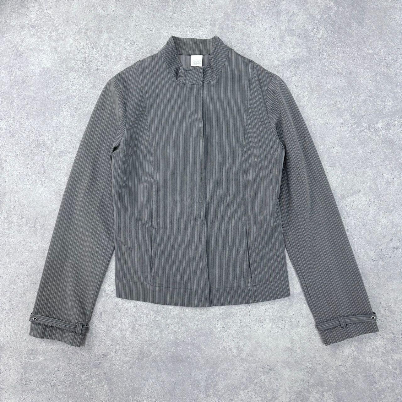 Fitted pinstripe belted jacket
