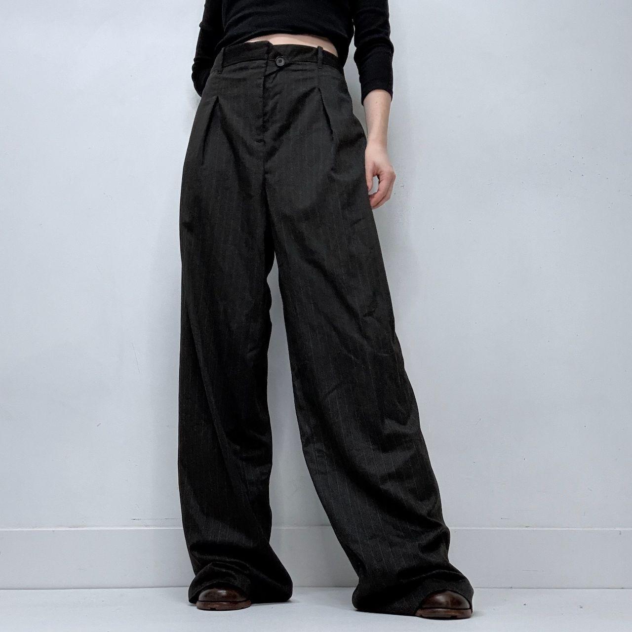 Grey pinstripe wide leg trousers