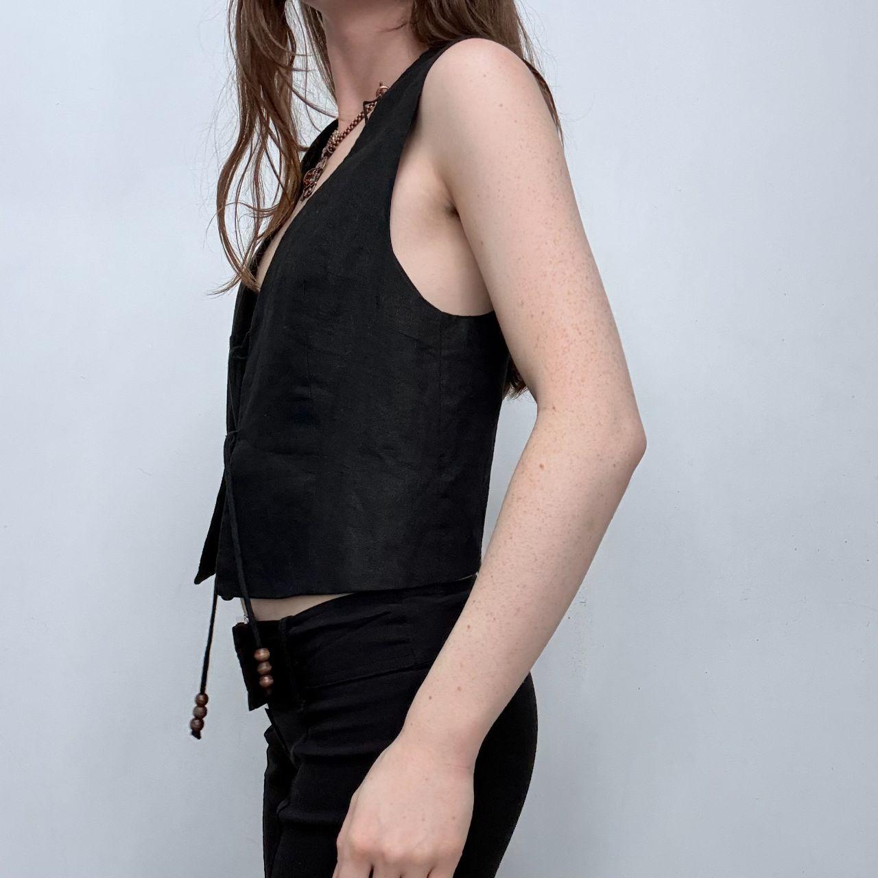 Black linen boho waistcoat
