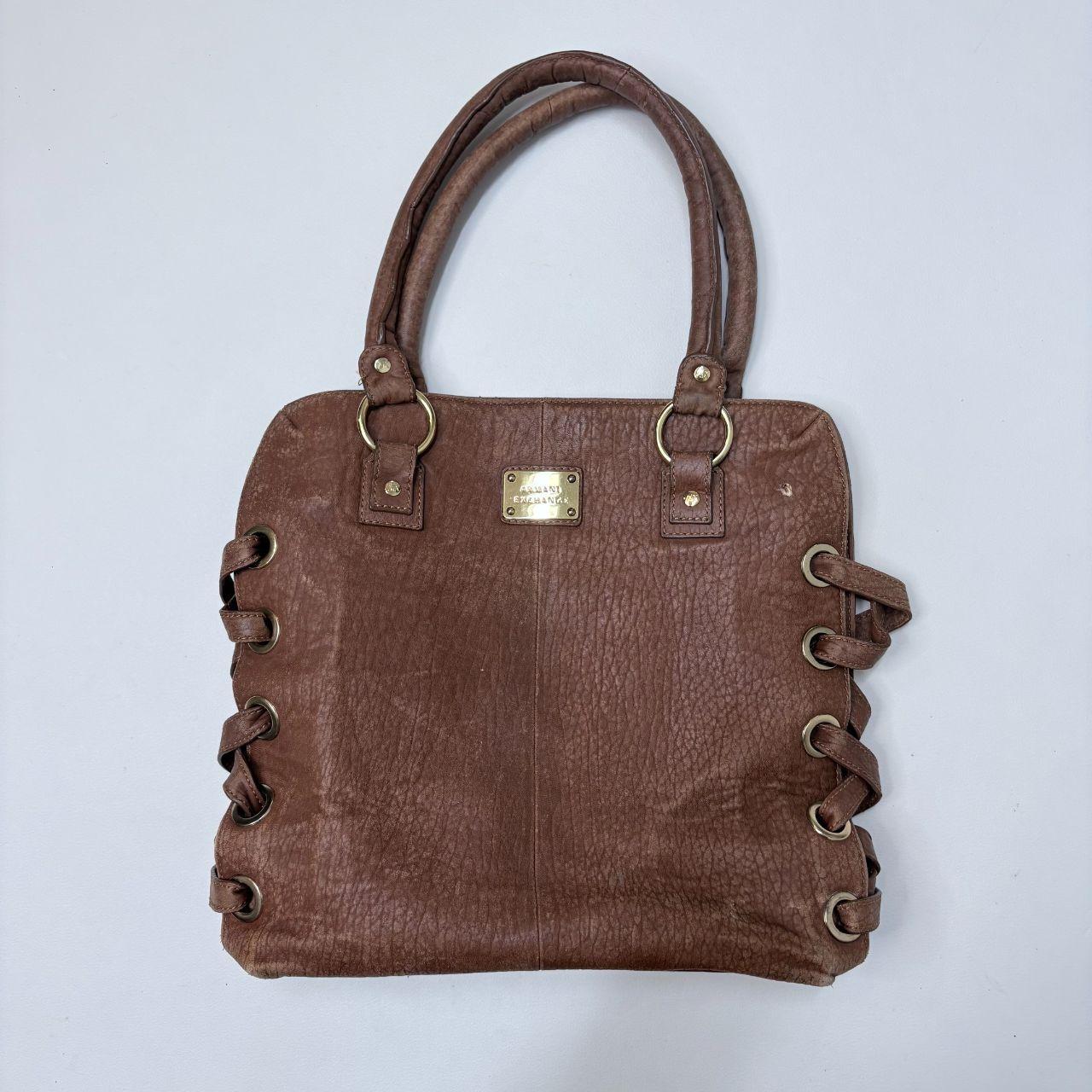 Brown woven leather bag
