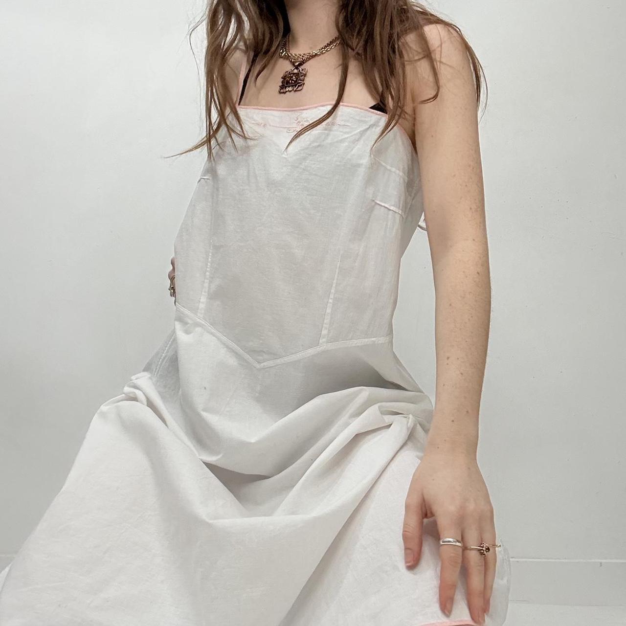 White linen embroidered midi dress