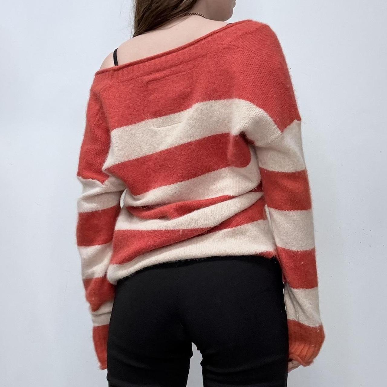 Fluffy anogora knit off the shoulder striped jumper