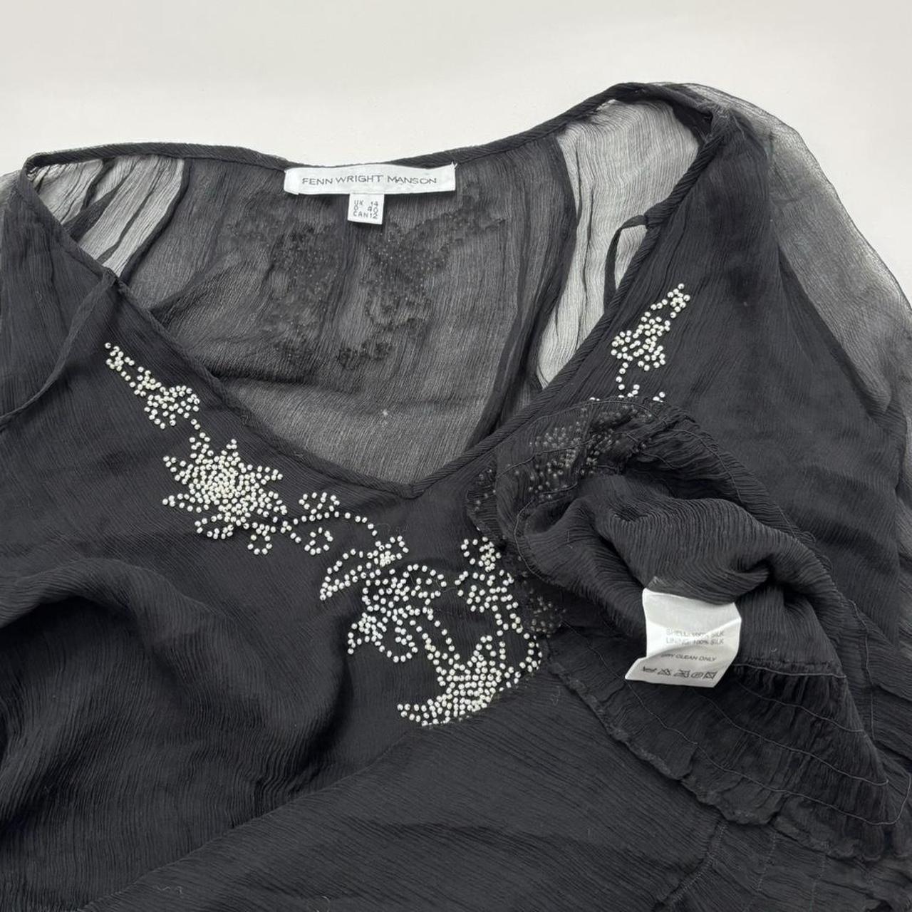 Sheer black crinkle boho shirt