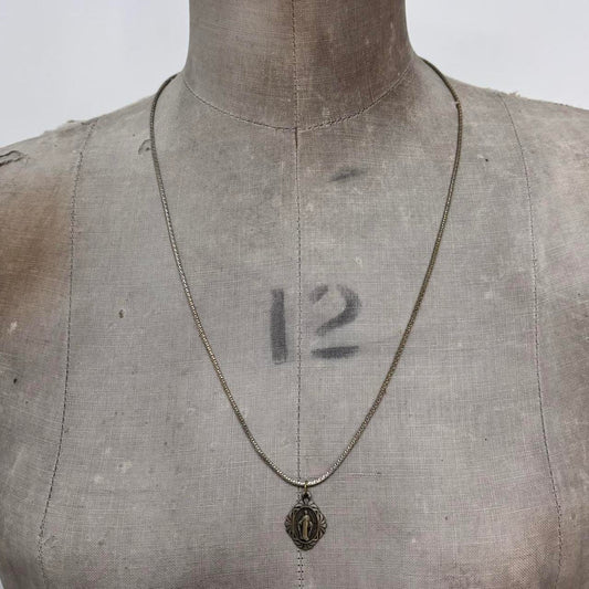 Long silver chain religous necklace