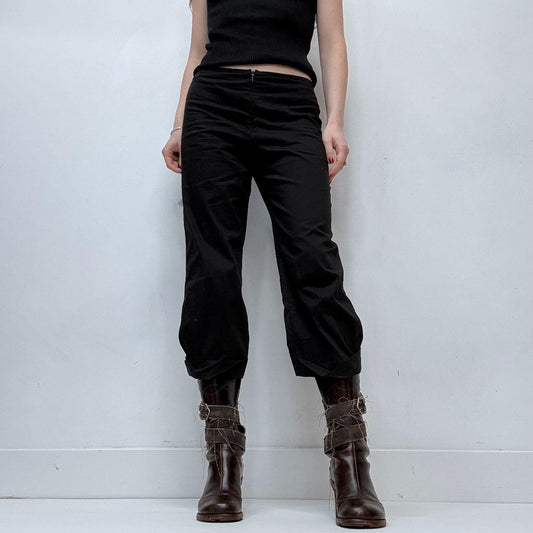 Black cropped structured capri pants