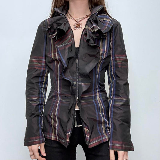 Tartan checked structured ruffle shirt