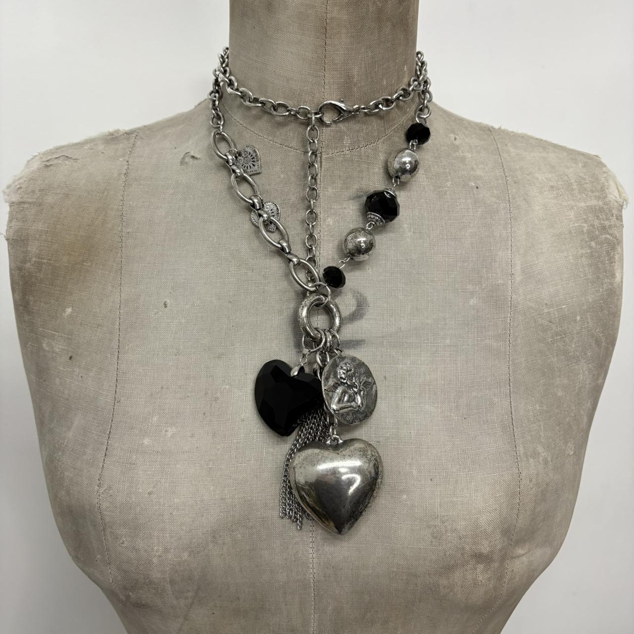 Silver metal heart necklace