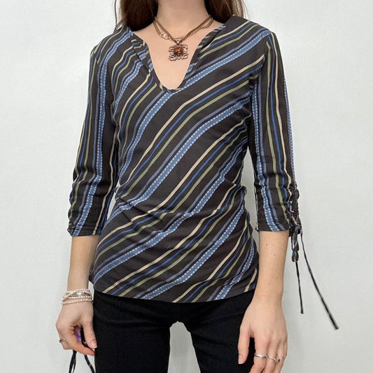 Striped flared puff sleeve shirt