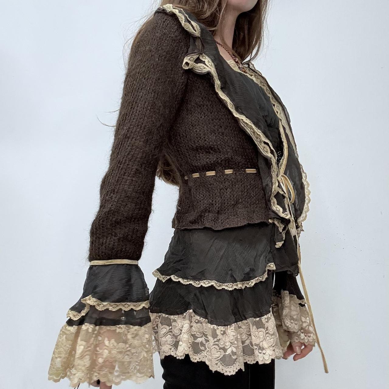 Brown mohair lace flared top