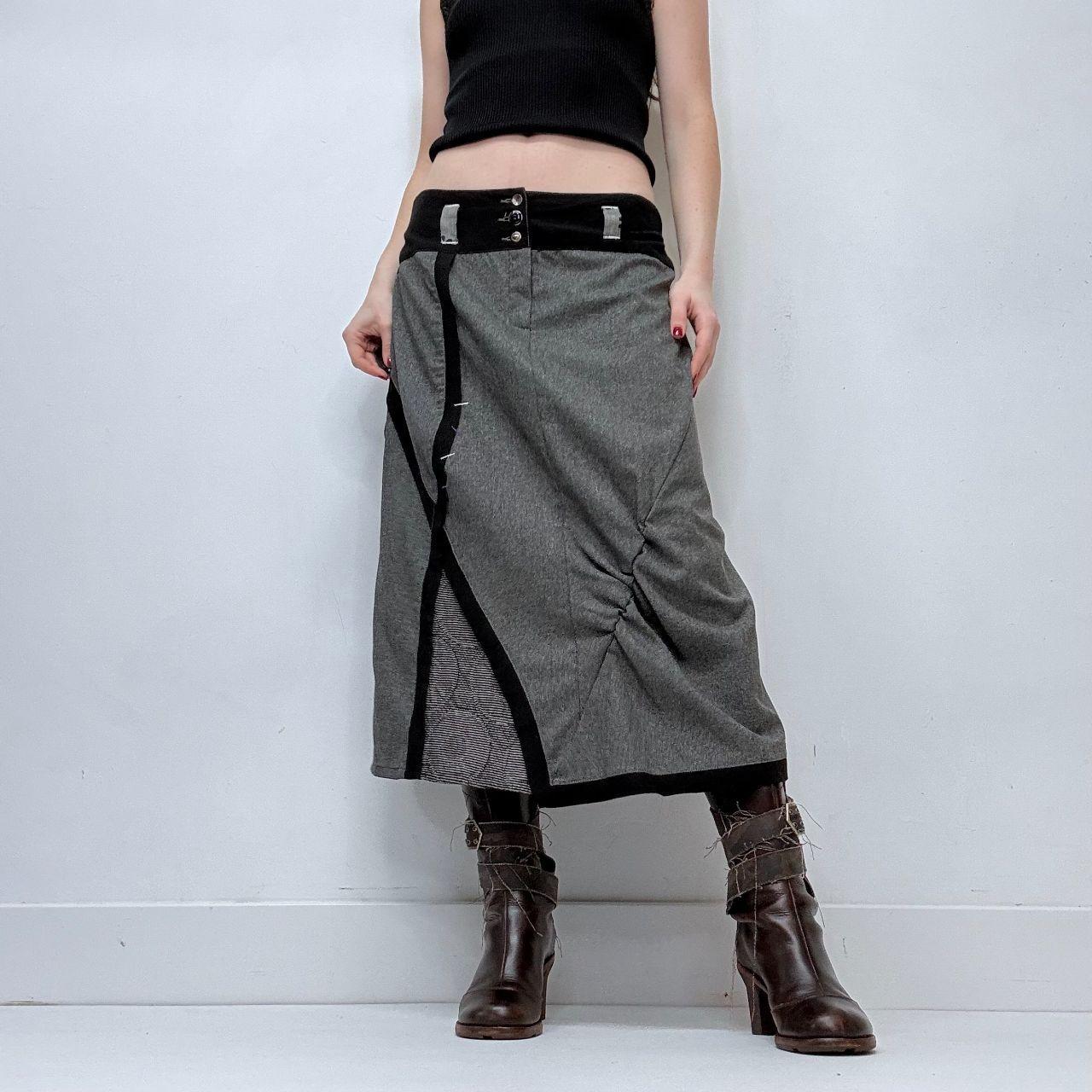 Grey preppy asymmetric office skirt