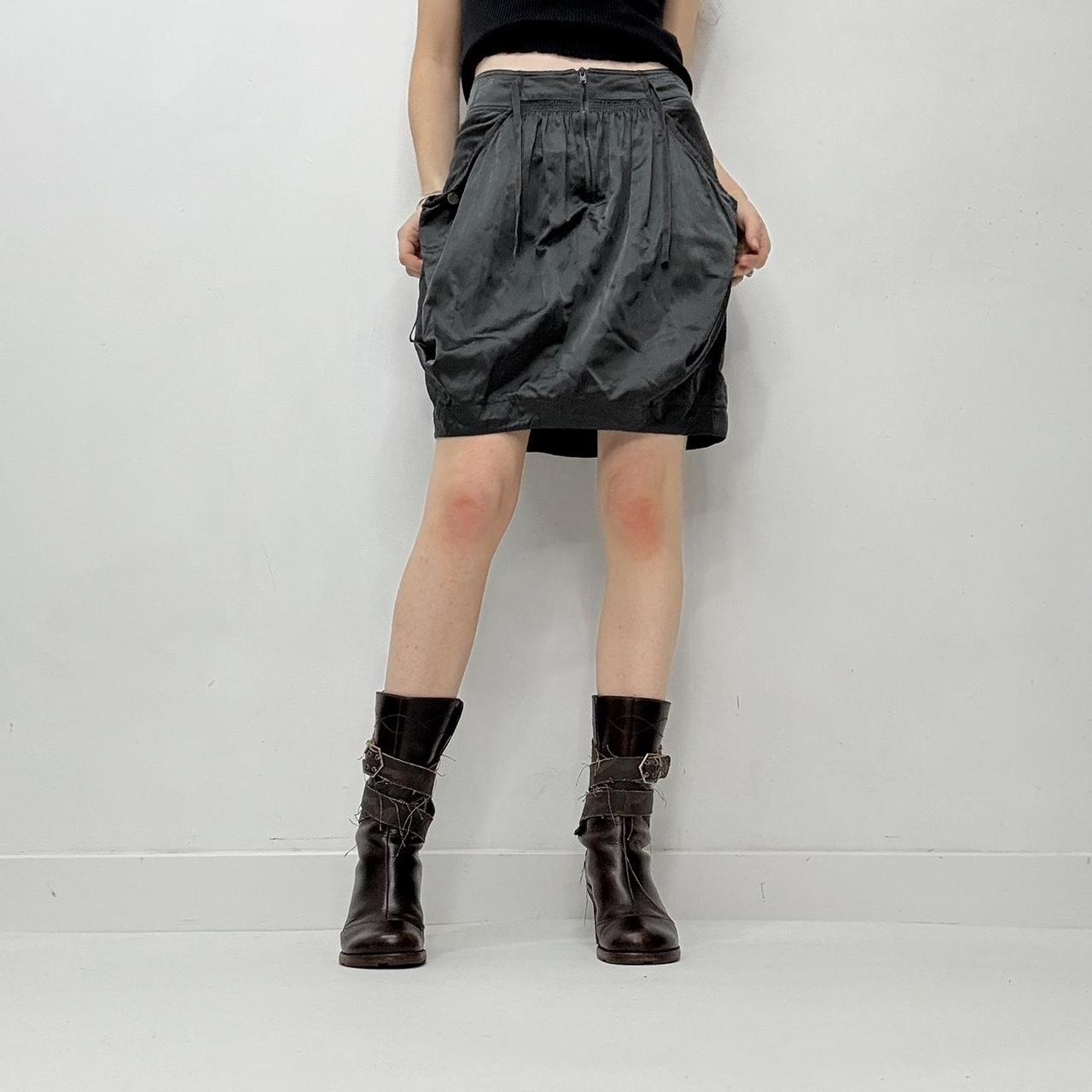 Grey puff gathered mini skirt