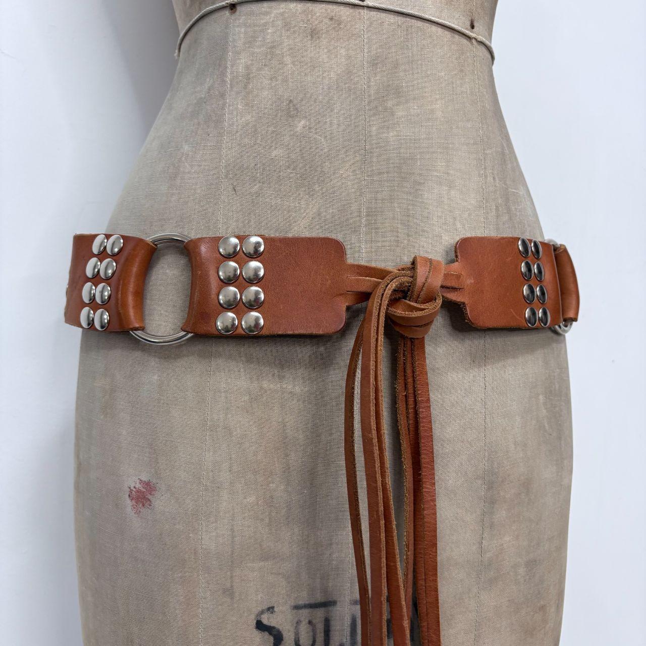 Tan leather studded western belt