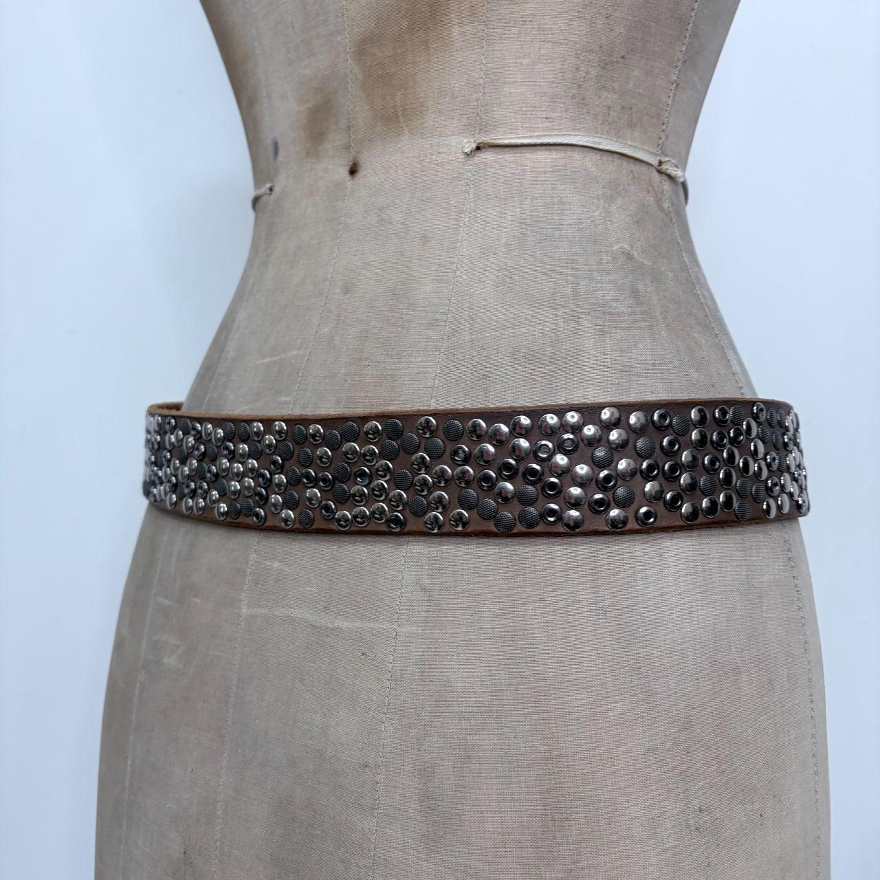 Brown leather studded grunge belt