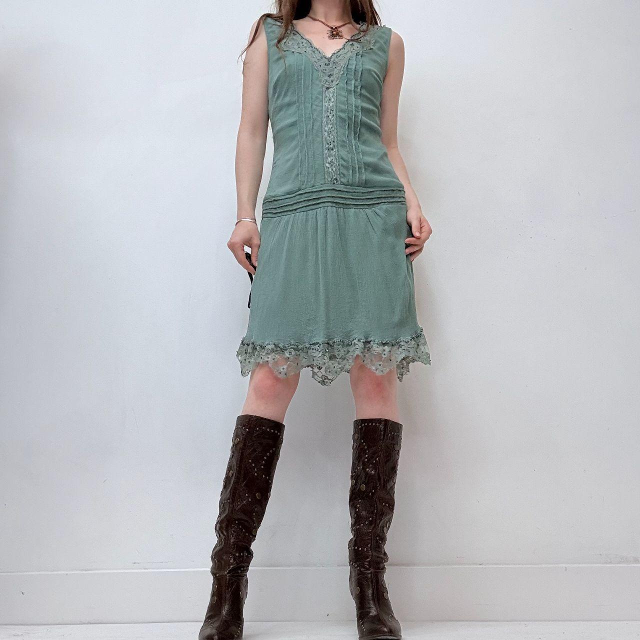 Silk aqua lace fairy dress