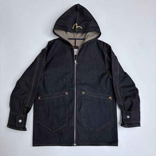 Salvage dark denim Evisu zip hoodie jacket