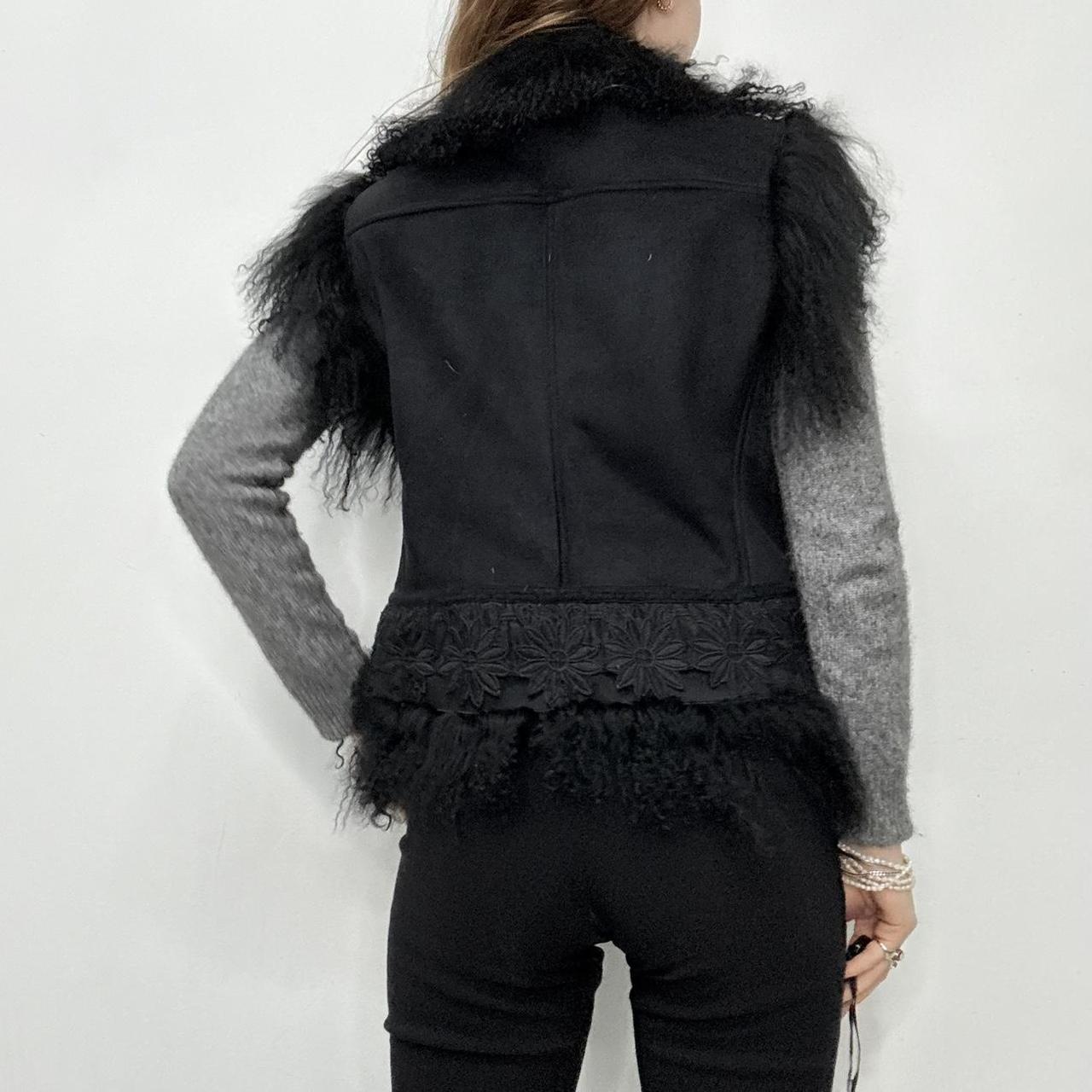Boho Mongolian fur black vest
